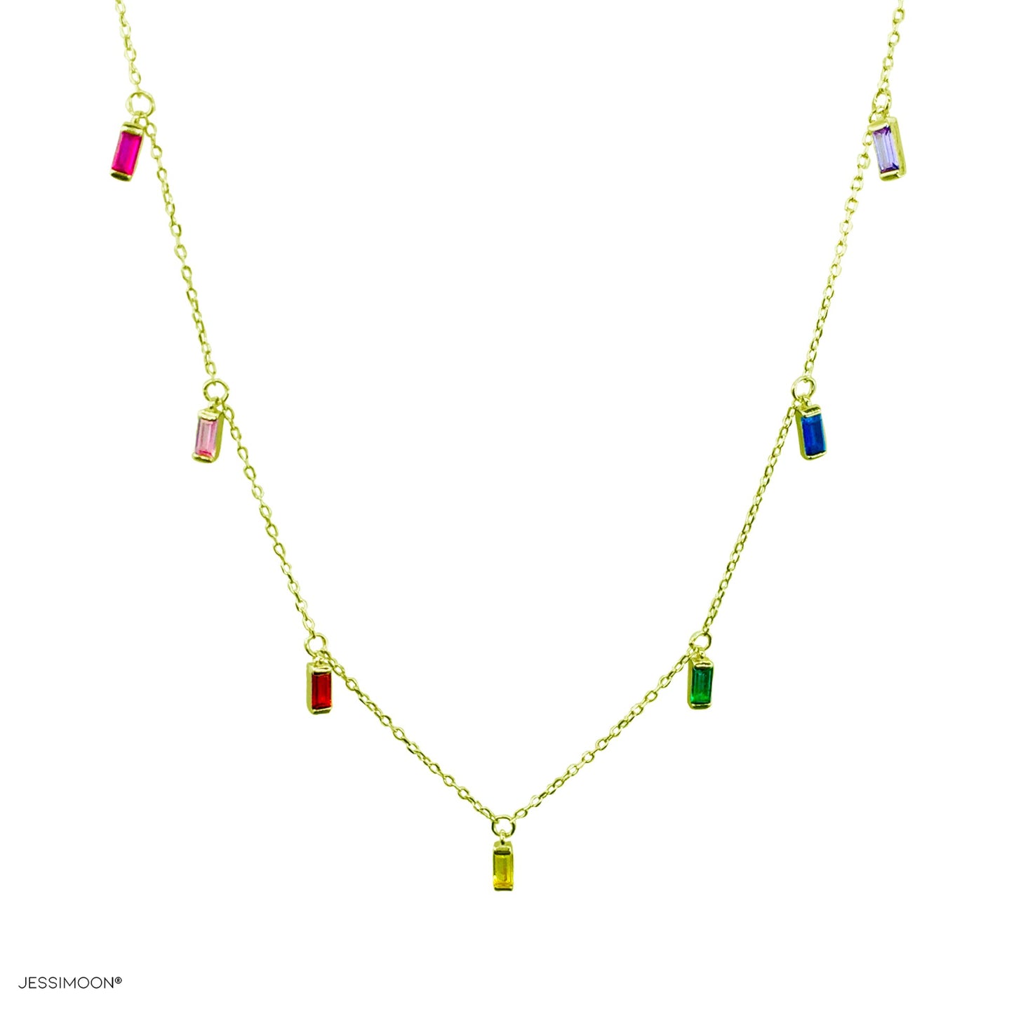 Multicolor Rectangular zircon Dainty Choker