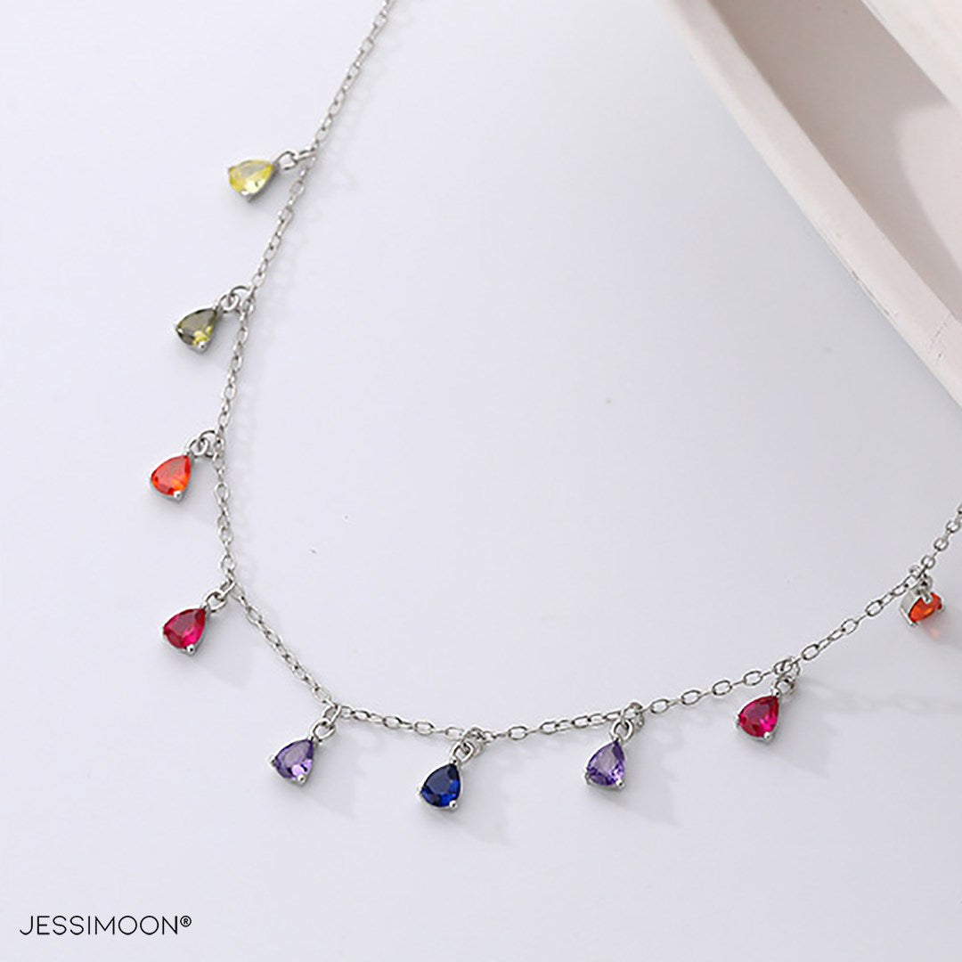 Multicolor Pear CZ Choker