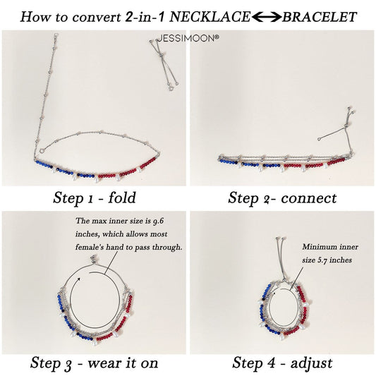 Tiny Iolite Beads and 6-10mm Pearls Multiway Bracelet⇄Necklace