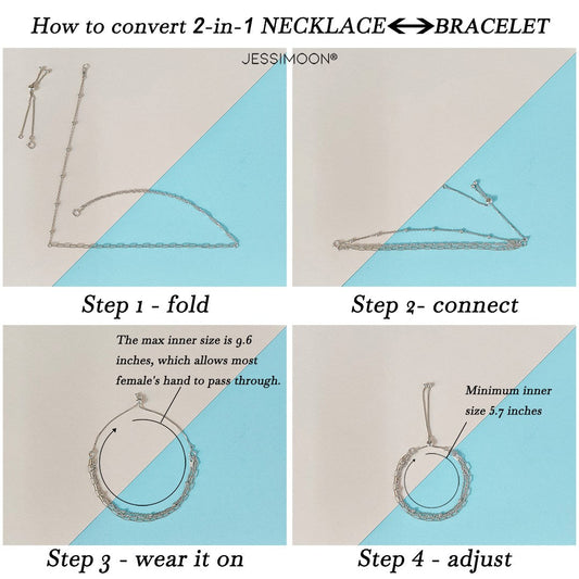 BN1009 - Multiway Bracelet⇄Necklace, 3 Types of Chains Mixed