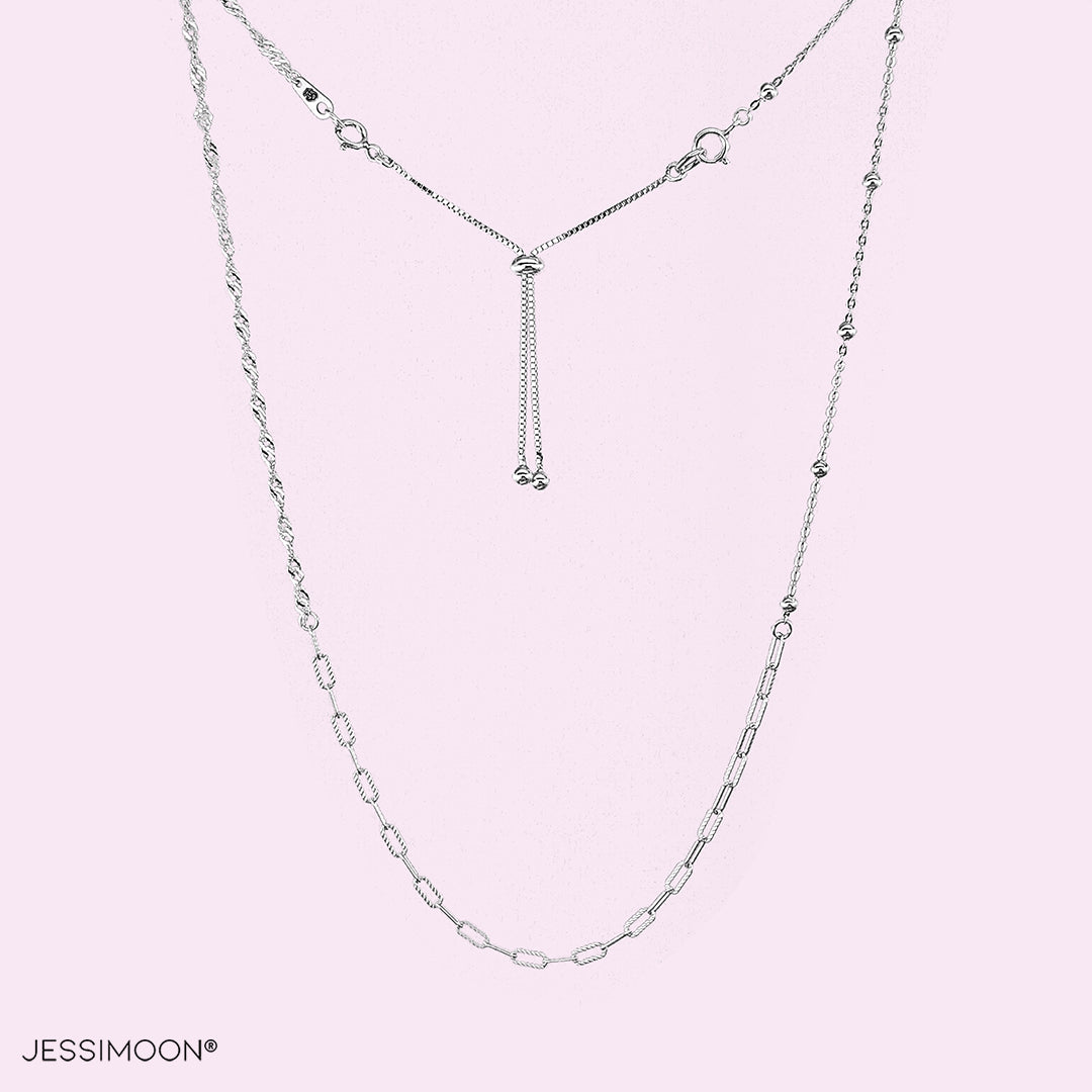 BN1009 - Multiway Bracelet⇄Necklace, 3 Types of Chains Mixed