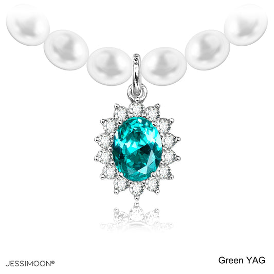 7*9mm Oval Sapphire/Ruby Halo Pendant Multiway Necklace⇄Bracelet