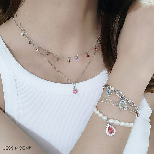 Multi-layer Necklaces + Earrings + Stacking Bracelet