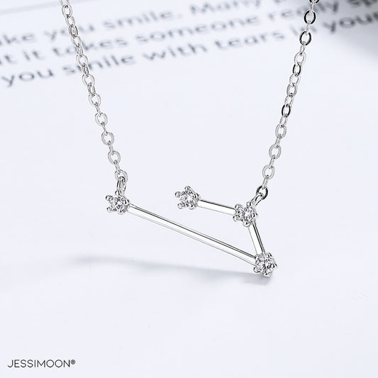 Zodiac Choker with CZ, Platinum Color