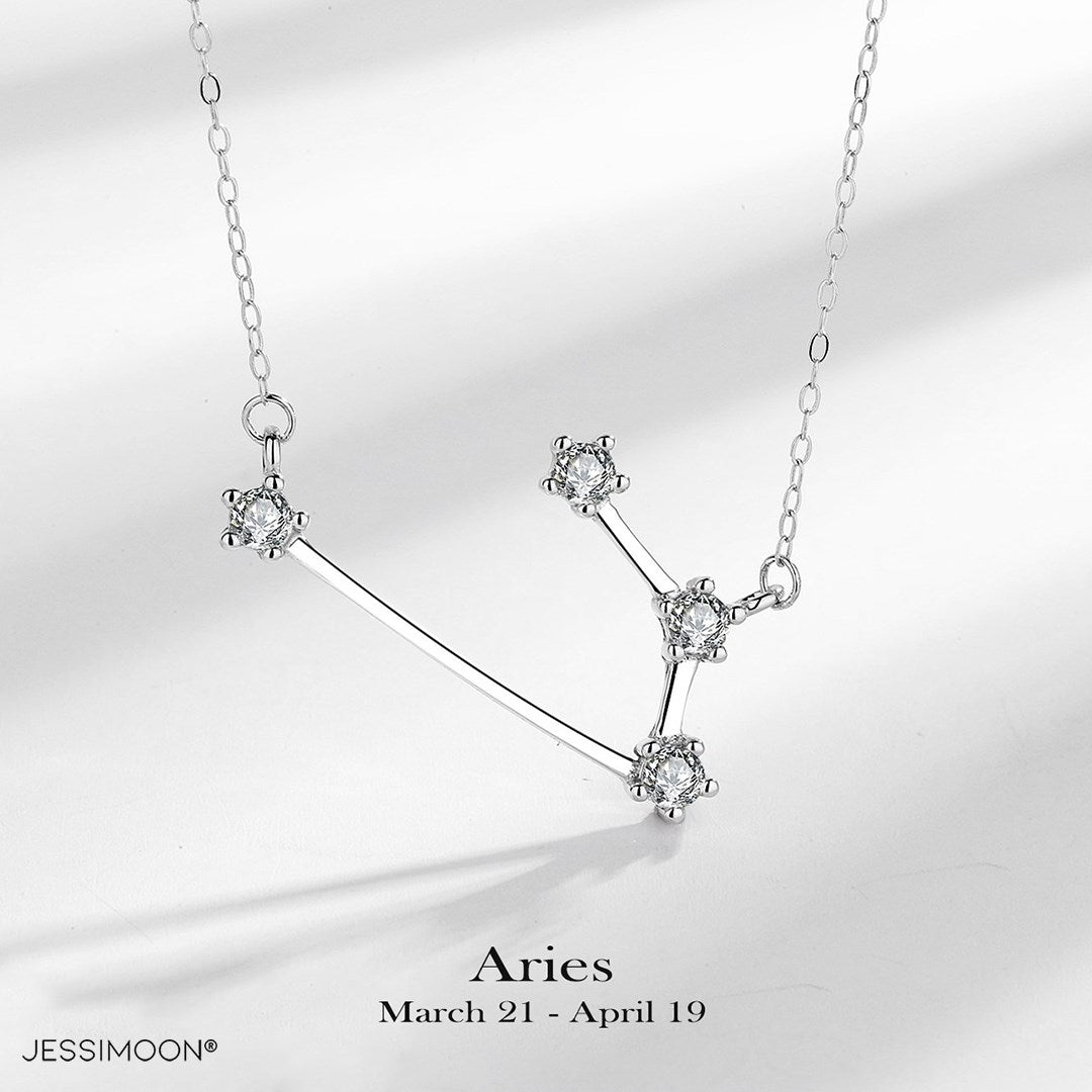 Zodiac Choker with CZ, Platinum Color