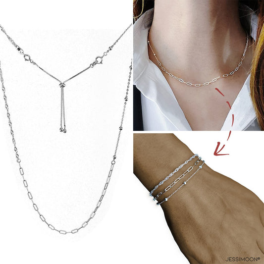 BN1009 - Multiway Bracelet⇄Necklace, 3 Types of Chains Mixed