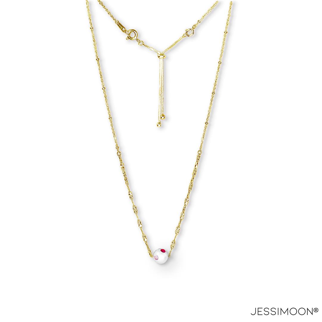 9mm Pearl & 3mm Pink Sapphire /Ruby Multiway Necklace⇄Bracelet