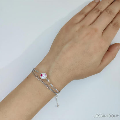 9mm Pearl & 3mm Pink Sapphire /Ruby Multiway Necklace⇄Bracelet