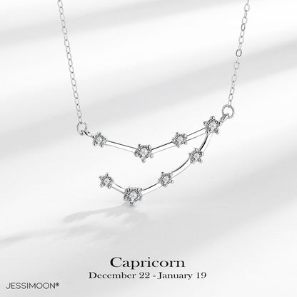 Zodiac Choker with CZ, Platinum Color