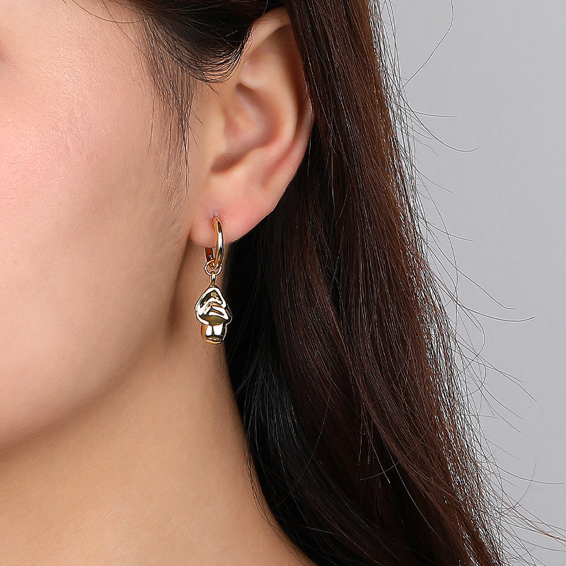 Baroque Pearl Shape Silver Dangle Hoops