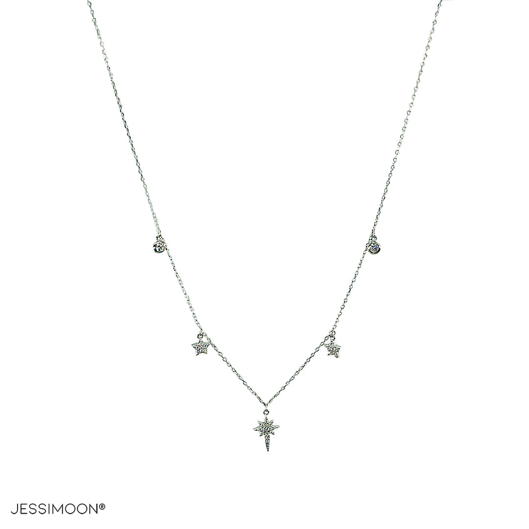 North Star Dainty Necklace with Micro Paved CZ