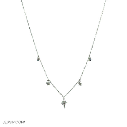 North Star Dainty Necklace with Micro Paved CZ