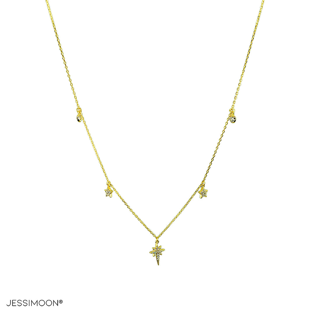 North Star Dainty Necklace with Micro Paved CZ