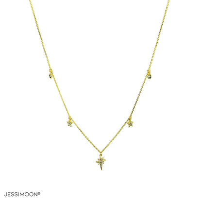 North Star Dainty Necklace with Micro Paved CZ