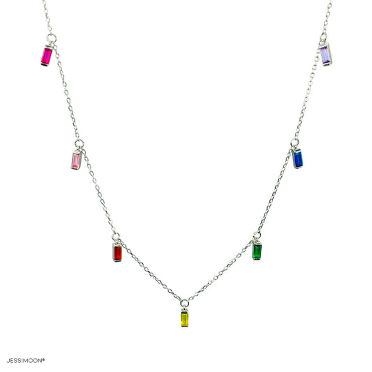 Multicolor Rectangular zircon Dainty Choker