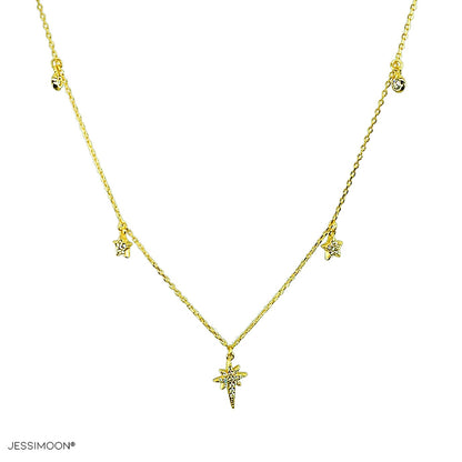 North Star Dainty Necklace with Micro Paved CZ