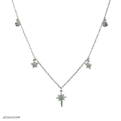 North Star Dainty Necklace with Micro Paved CZ