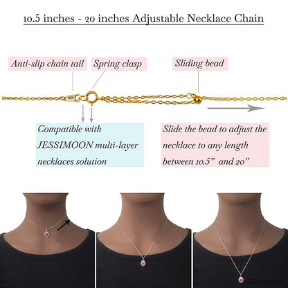 NE20 Necklace Chain with Spring Clasp, 10.5"-20" Adjustable