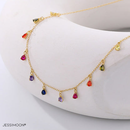 Multicolor Pear CZ Choker