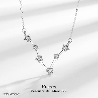 Zodiac Choker with CZ, Platinum Color