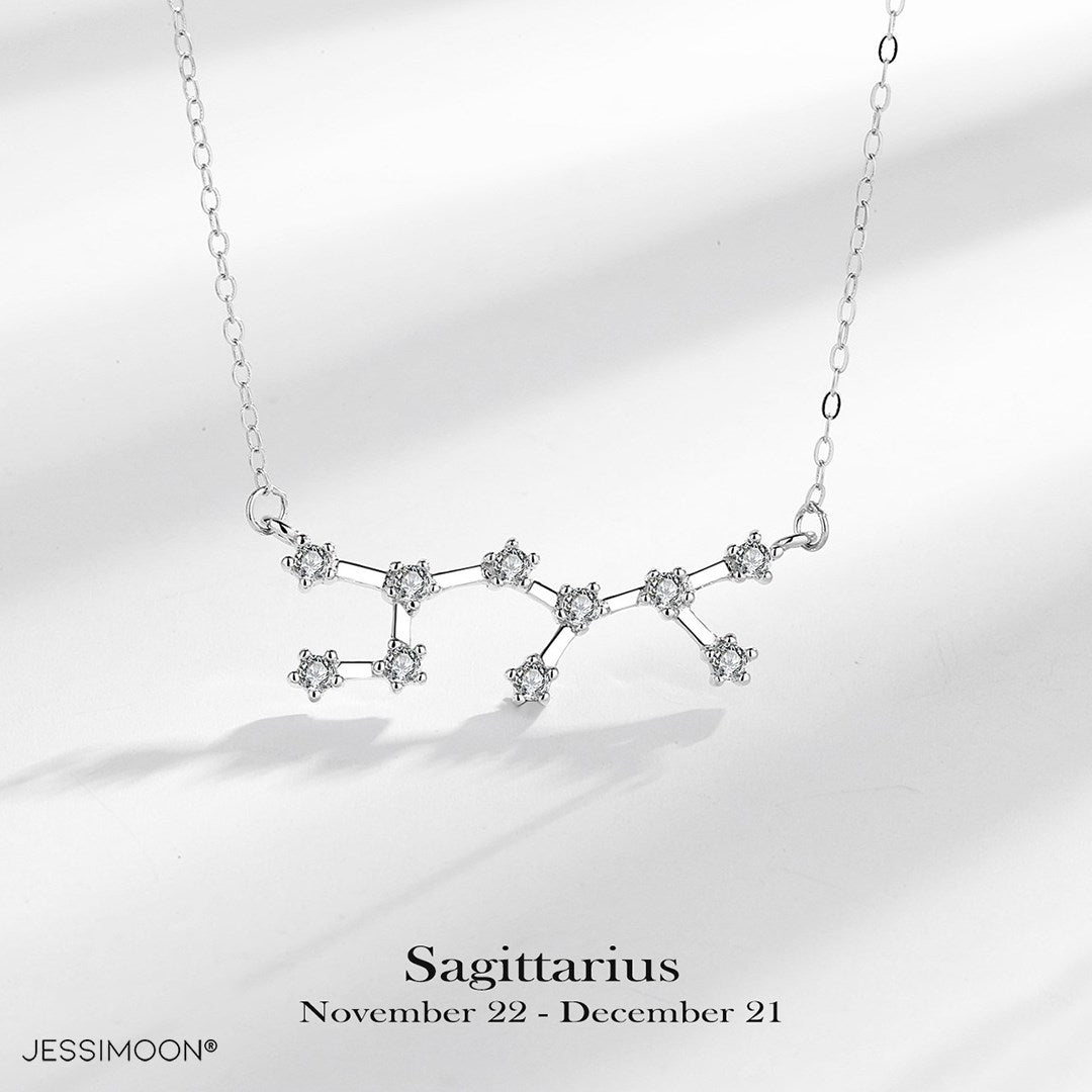 Zodiac Choker with CZ, Platinum Color