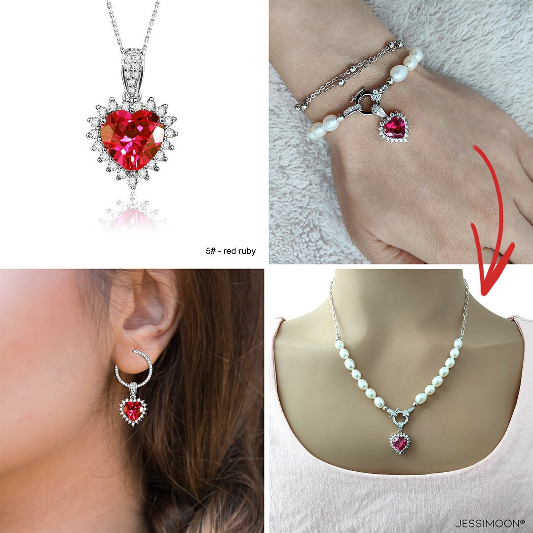 Ruby Pendant Necklace + Stacking Bracelet