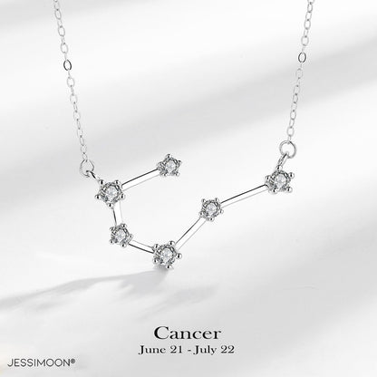 Zodiac Choker with CZ, Platinum Color