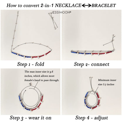 Tiny Ruby Beads and 6-10mm Pearls Multiway Bracelet⇄Necklace