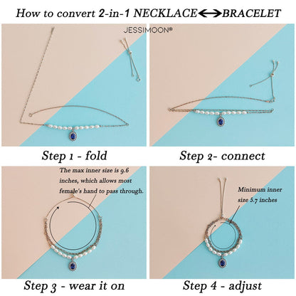 4-8mm Graduated Oval Pearls Multiway Bracelet⇄Necklace, Also a Solution for Hoops