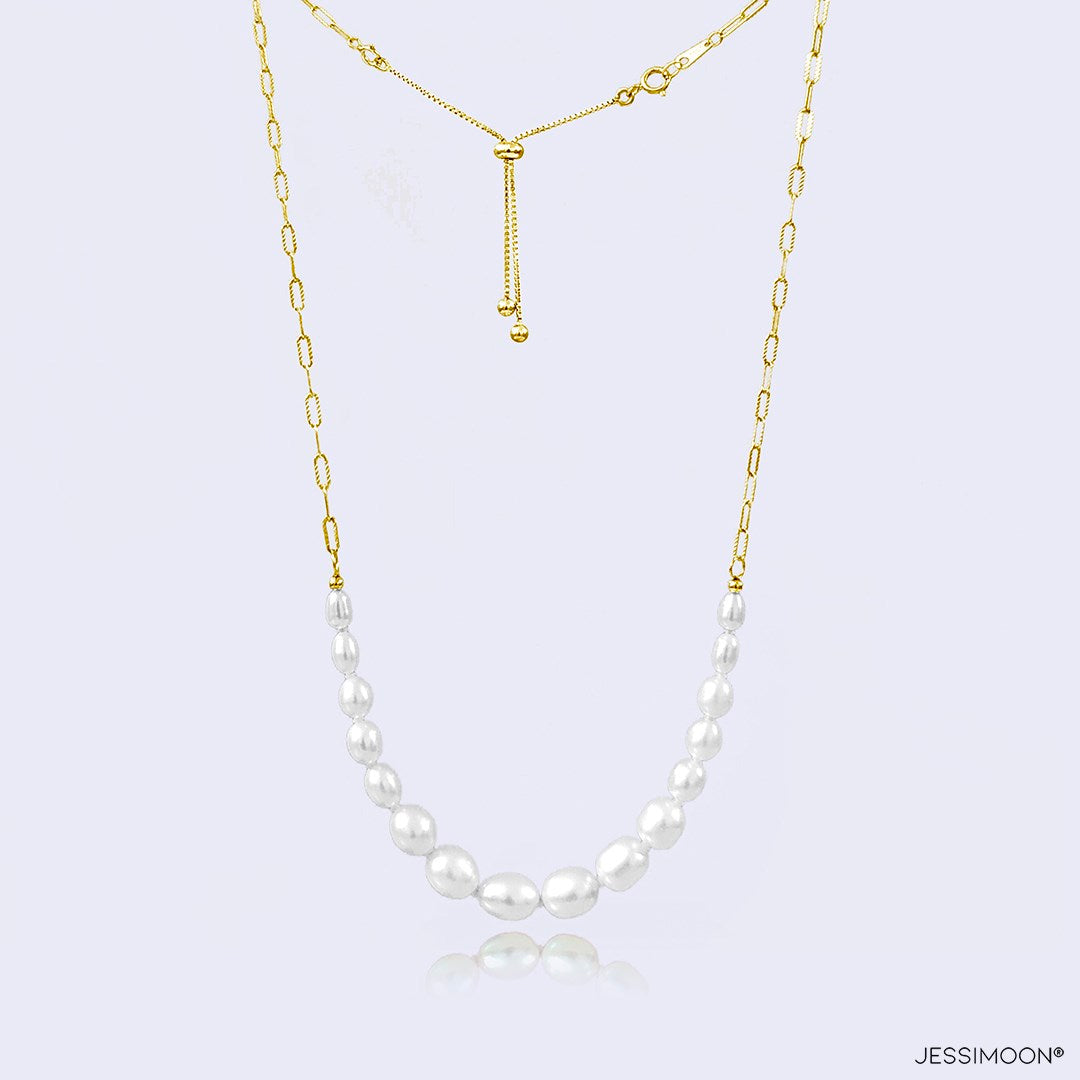 4-8mm Graduated Oval Pearls Multiway Bracelet⇄Necklace, Also a Solution for Hoops