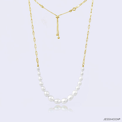 4-8mm Graduated Oval Pearls Multiway Bracelet⇄Necklace, Also a Solution for Hoops