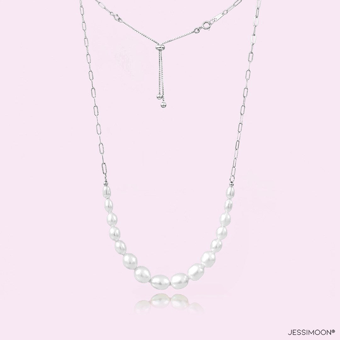 4-8mm Graduated Oval Pearls Multiway Bracelet⇄Necklace, Also a Solution for Hoops