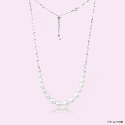 4-8mm Graduated Oval Pearls Multiway Bracelet⇄Necklace, Also a Solution for Hoops