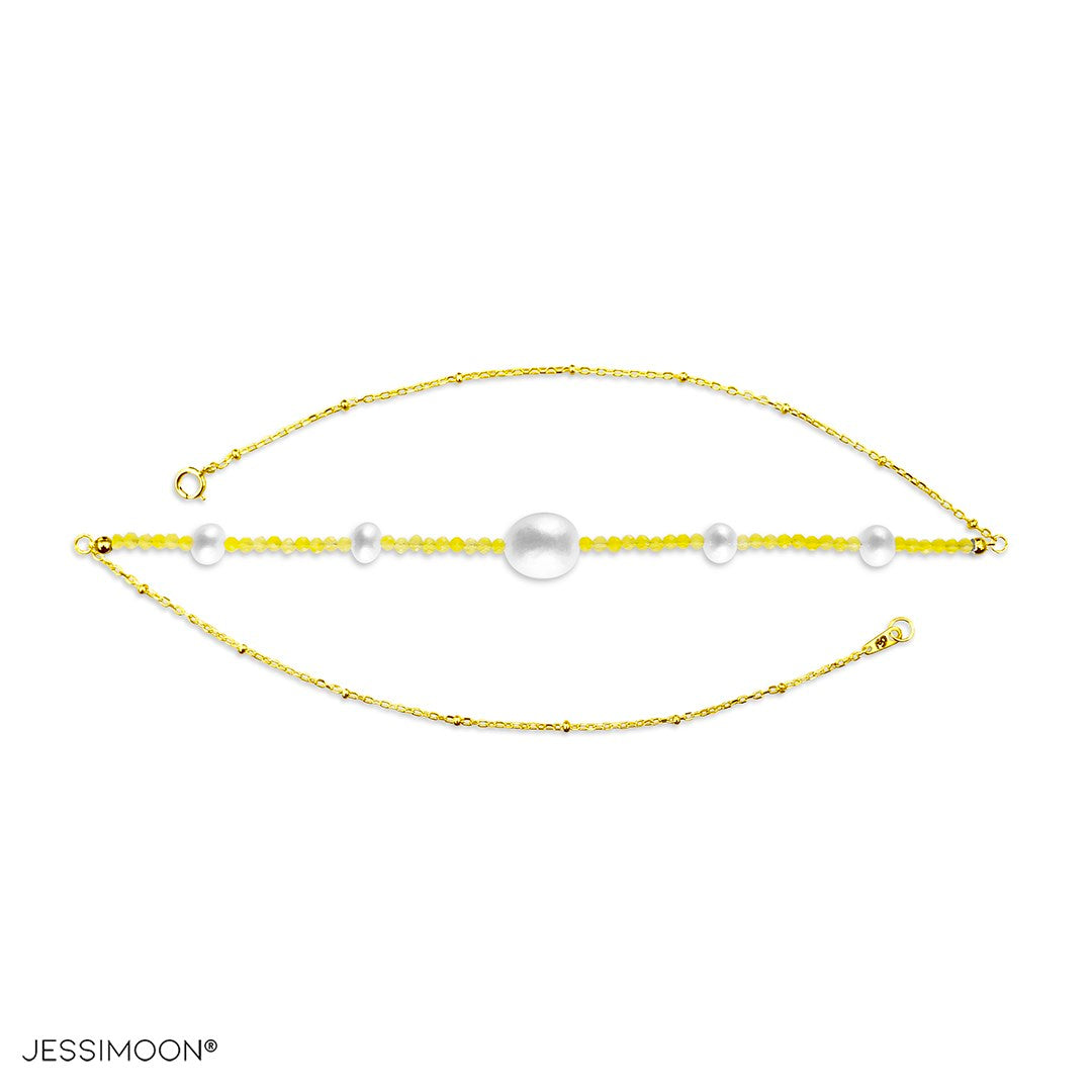 Tiny Yellow Chalcedony Beads and 6-10mm Pearls Multiway Bracelet⇄Necklace