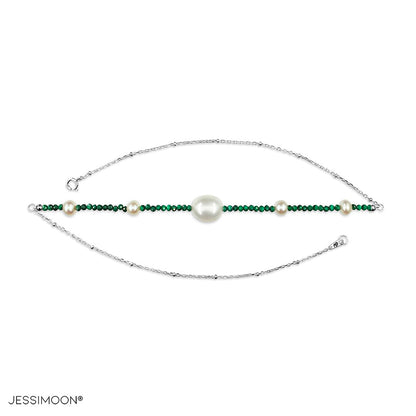 Tiny Malachite Beads and 6-10mm Pearls Multiway Bracelet⇄Necklace