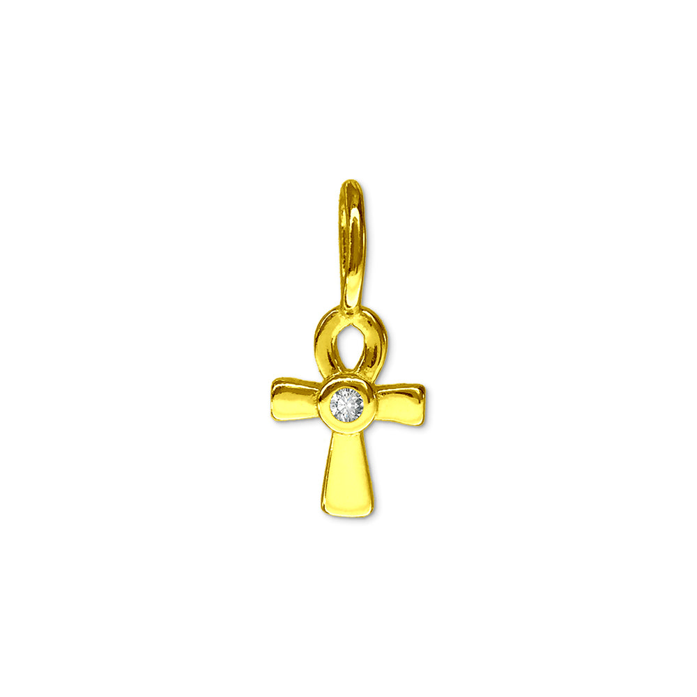 Ankh Charm with CZ, Mini