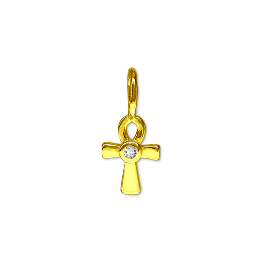 Ankh Charm with CZ, Mini