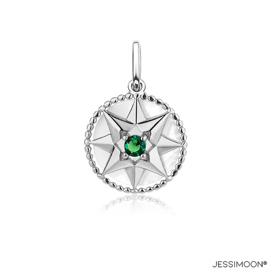 Octagram Compass & Full Moon Charm, Both Sides Wearable, Medium