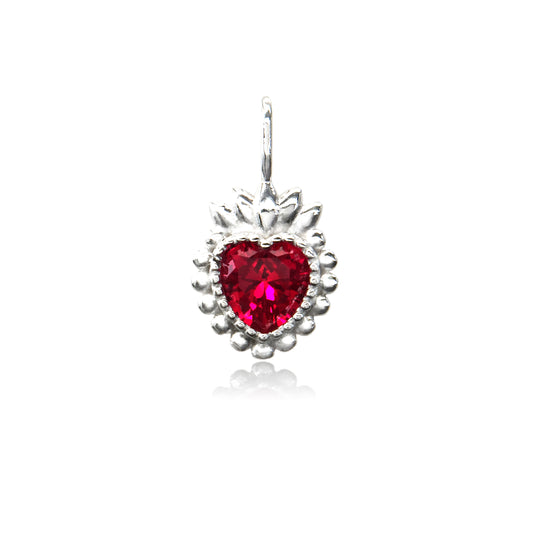 Sacred Heart Charm with Corundum, Medium