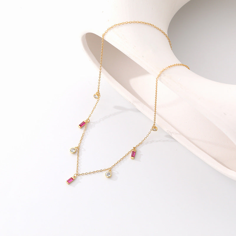 Red and White CZ Stones Choker in Golden Color