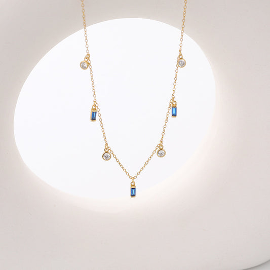 Blue and White CZ Stones Choker in Golden Color