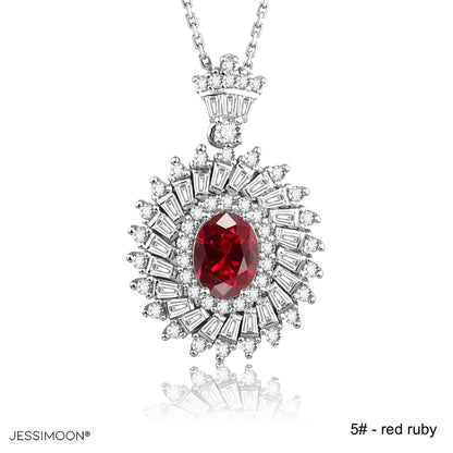 6*8mm Padparadscha Sapphire Pendant Necklace, 12 Birthstone Options, 10.5"-20" Adjustable