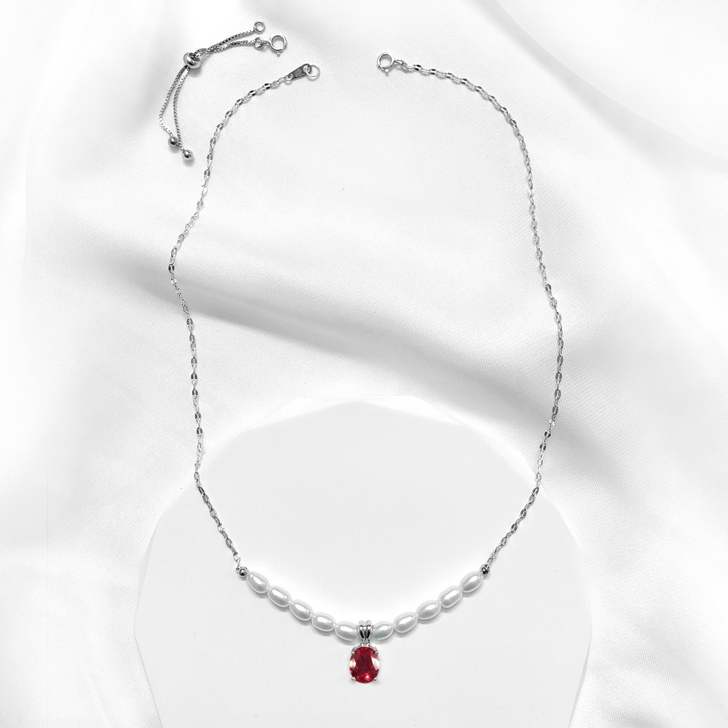 8*10mm Oval Sapphire/Ruby Minimalist Pendant Multiway Necklace⇄Bracelet