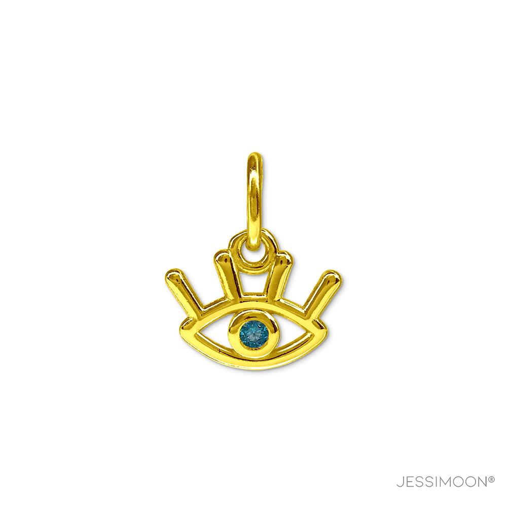 Evil Eye Blue Spinel Charm, Mini