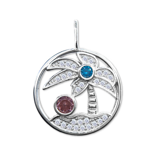 Coconut Tree Charm with Blue Spinel & CZ, Large