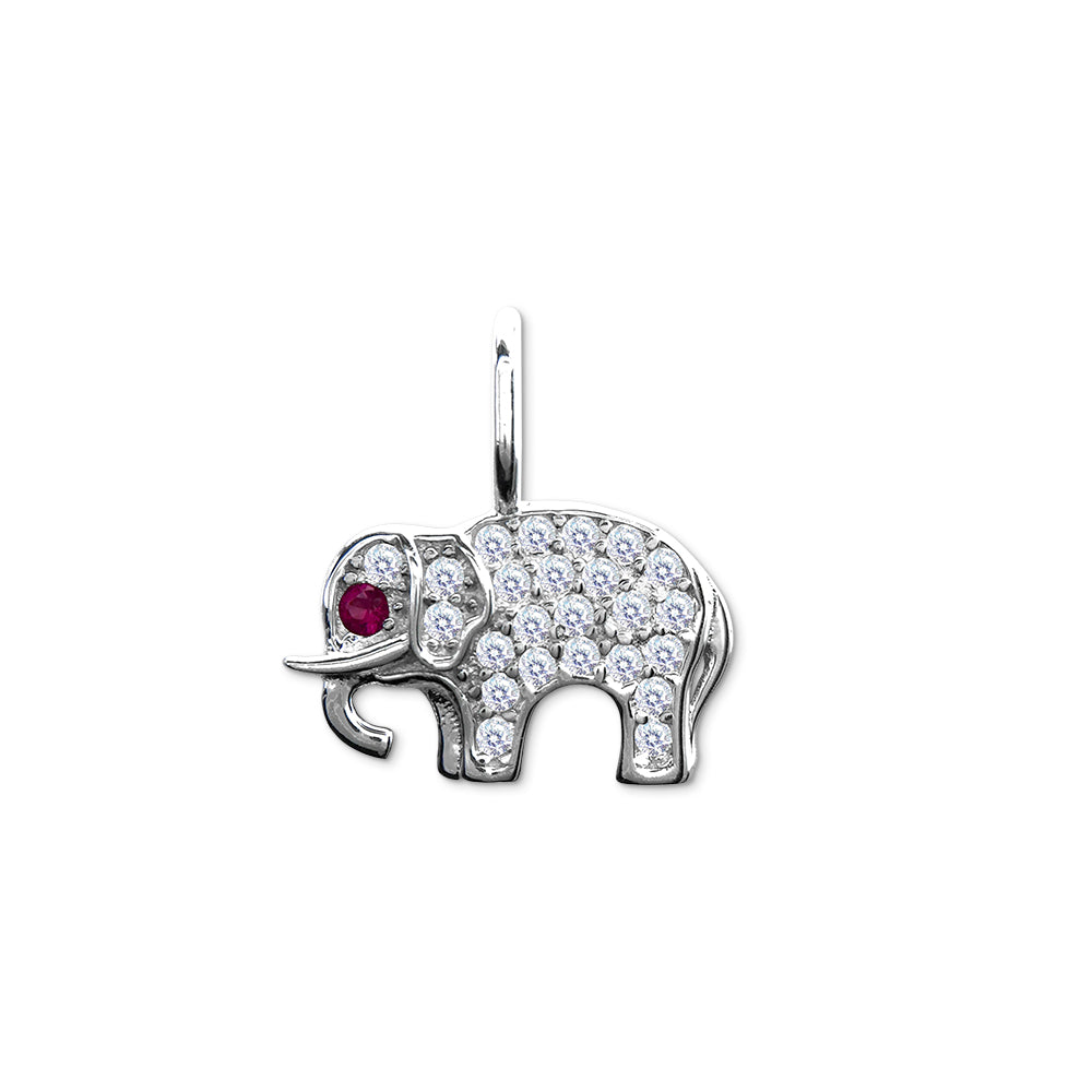 Elephant Charm with Corundum And CZ, Medium