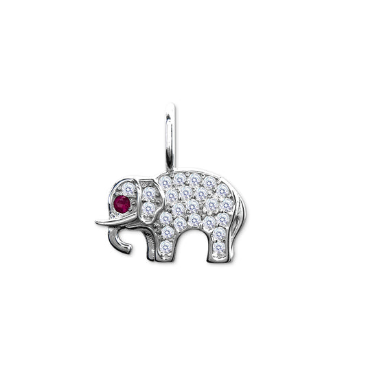 Elephant Charm with Corundum And CZ, Medium