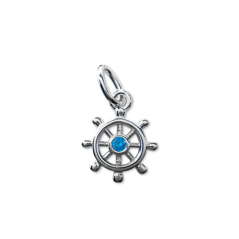 Ship Rudder Blue Spinel Charm, Mini