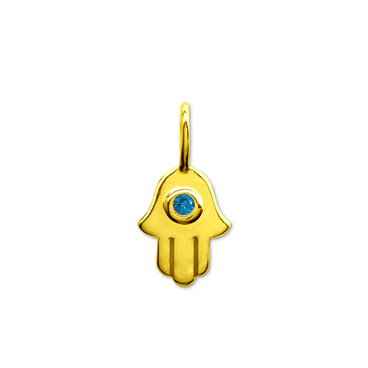 Hamsa Hand Blue Spinel Charm, Mini