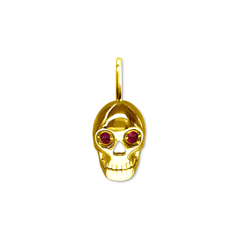 Skull Charm with Lab Rubies, Medium